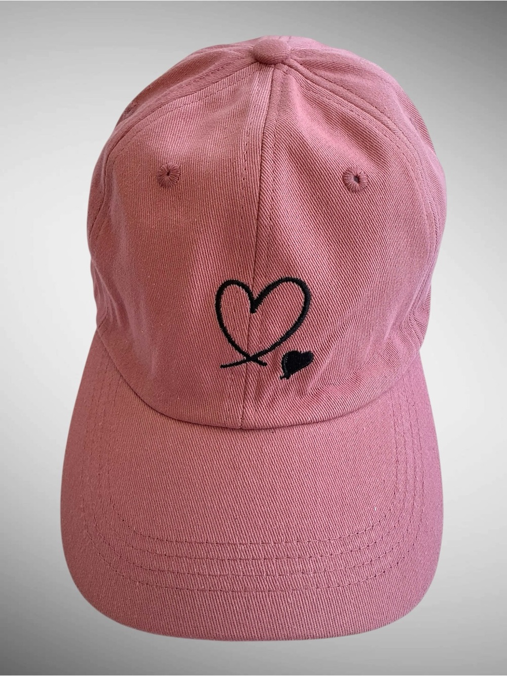 Pink Heart Embroidered Adjustable Baseball Cap Women’s Hat NWT